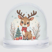 Cute Christmas Reindeer Scene Snowy Forest (裏面)