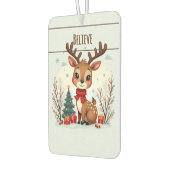 Cute Christmas Reindeer Scene Snowy Forest カーエアーフレッシュナー (左)