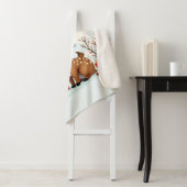 Cute Christmas Reindeer Scene Snowy Forest シェルパブランケット (インサイチュ)