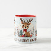Cute Christmas Reindeer Scene Snowy Forest マグカップ (中央)