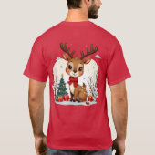 Cute Christmas Reindeer Scene Snowy Forest Tシャツ (裏面)
