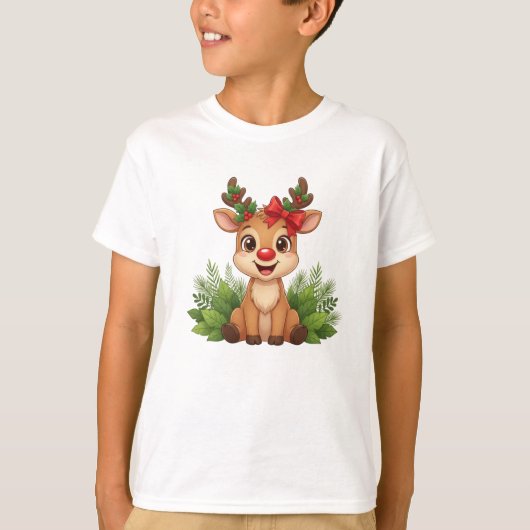 Cute Christmas Reindeer Shirt, Reindeer Holiday  Tシャツ (正面)