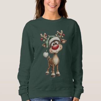 Cute Christmas Reindeer Sweatshirt スウェットシャツ