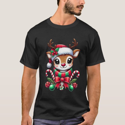 Cute Christmas Reindeer T-Shirt Tシャツ (正面)
