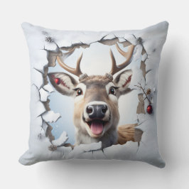 Cute Christmas Reindeer Throw Pillow クッション