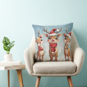 Cute Christmas Reindeer Throw Pillow クッション (椅子)