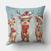 Cute Christmas Reindeer Throw Pillow クッション (裏面)