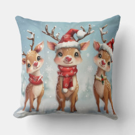 Cute Christmas Reindeer Throw Pillow クッション