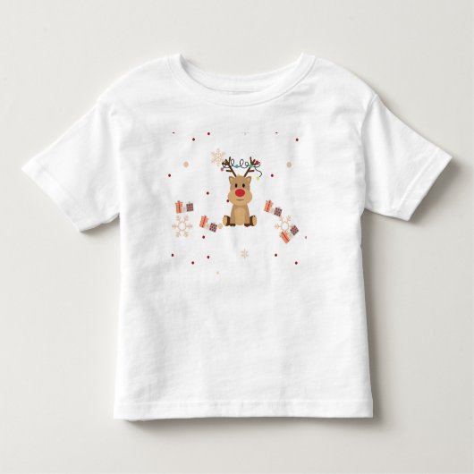 Cute Christmas Reindeer Toddler T-Shirt トドラーTシャツ (正面)