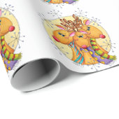 Cute Christmas Reindeer Wearing Scarves with Stars ラッピングペーパー (ロールコーナー)