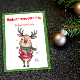 Cute christmas reindeer wish green retro Postcard シーズンカード