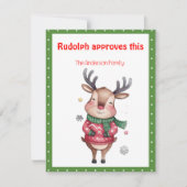 Cute christmas reindeer wish green retro Postcard シーズンカード (正面)