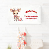 Cute Christmas Reindeer with Gifts Party Welcome 横断幕 (インサイチュ)