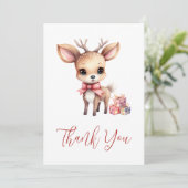 Cute Christmas Reindeer with Holiday Gifts サンキューカード (スタンド正面)
