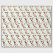 Cute Christmas Reindeer with Holiday Gifts Pattern ラッピングペーパー (フラット)