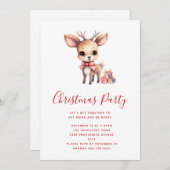 Cute Christmas Reindeer with Holiday Presents 招待状 (正面/裏面)