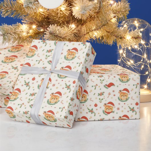 Cute Christmas Reindeer Wrapping Paper ラッピングペーパー (クリスマス)