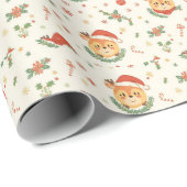 Cute Christmas Reindeer Wrapping Paper ラッピングペーパー (ロールコーナー)