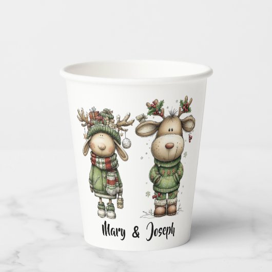 Cute christmas reindeers 紙コップ (裏面)