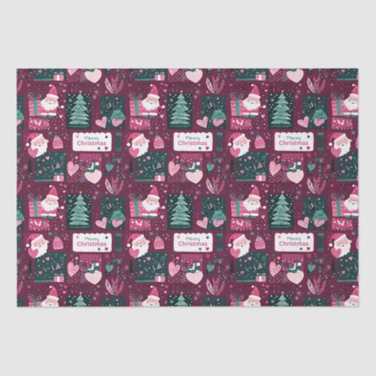 Cute Christmas Santa Claus pattern 薄葉紙 (正面)