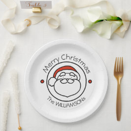 Cute Christmas Santa Claus with Red Hat ペーパープレート