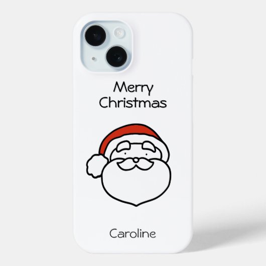Cute Christmas Santa Line Drawing with Red Hat Case-Mate iPhoneケース (裏面)