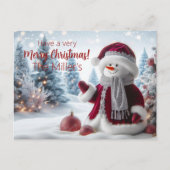 Cute Christmas Santa Snowman Personalized ポストカード (正面)