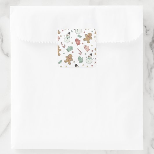 Cute Christmas Seamless Pattern Paper Stickers スクエアシール (バッグ)