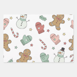 Cute Christmas Seamless Pattern Wrapping Paper – G ラッピングペーパーシート