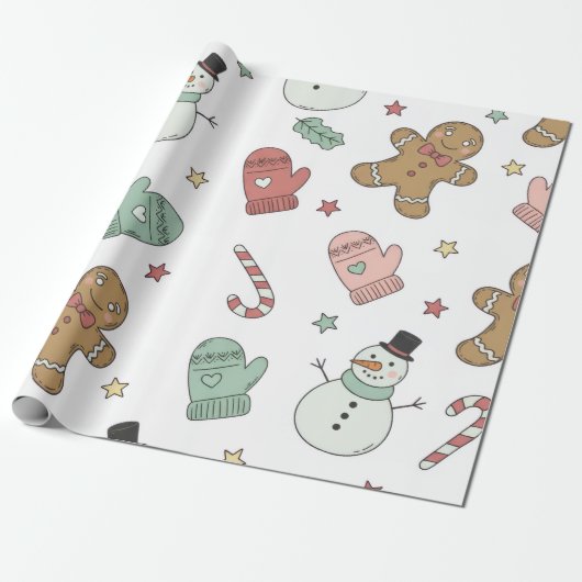 Cute Christmas Seamless Pattern Wrapping Paper – G ラッピングペーパー (アンロールド)