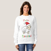 Cute Christmas Sheep – Feliz Navidad スウェットシャツ (正面フル)