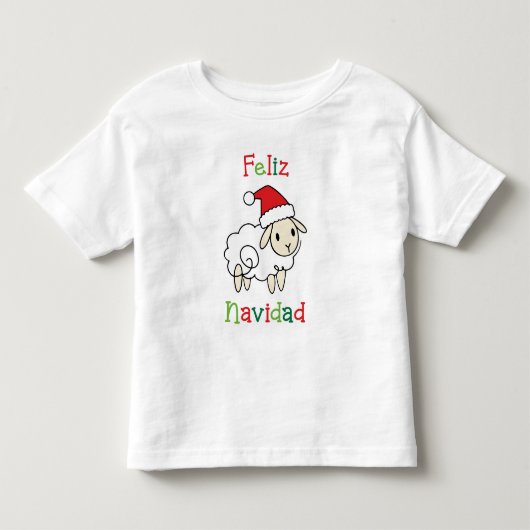 Cute Christmas Sheep – Feliz Navidad トドラーTシャツ (正面)