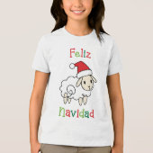 Cute Christmas Sheep – Feliz Navidad トライブレンドＴシャツ (正面)