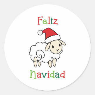 Cute Christmas Sheep – Feliz Navidad ラウンドシール