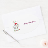 Cute Christmas Sheep – Feliz Navidad 楕円形シール (封筒)