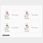 Cute Christmas Sheep – Feliz Navidad 長方形シール (シート)