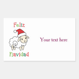 Cute Christmas Sheep – Feliz Navidad 長方形シール