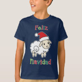 Cute Christmas Sheep – Feliz Navidad  Tシャツ (正面)