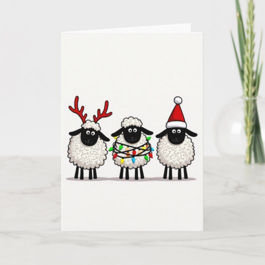 Cute Christmas Sheep Greeting Card カード (正面)