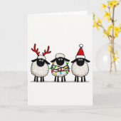 Cute Christmas Sheep Greeting Card カード (黄色い花)