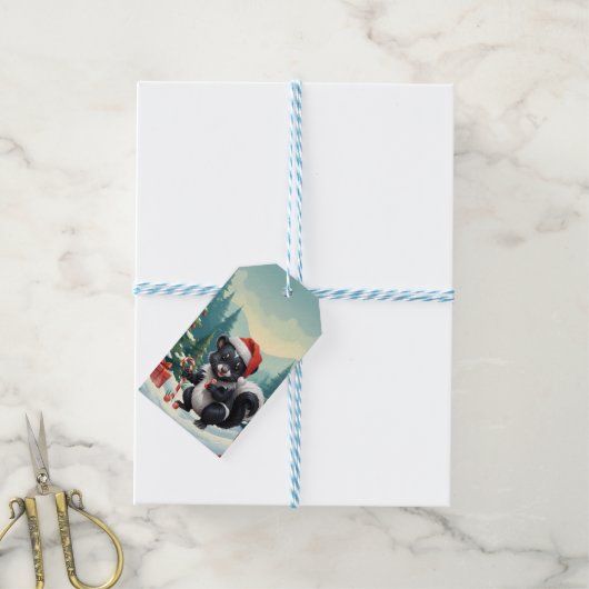 Cute Christmas Skunk Cartoon  ギフトタグ (より糸つき)