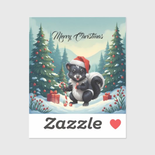 Cute Christmas Skunk Cartoon シール (シート)