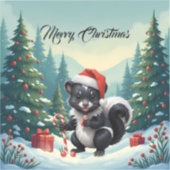 Cute Christmas Skunk Cartoon シール (正面)