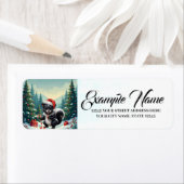 Cute Christmas Skunk Cartoon  ラベル (インサイチュ)