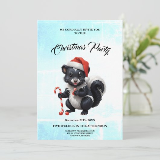 Cute Christmas Skunk Cartoon 招待状 (スタンド正面)