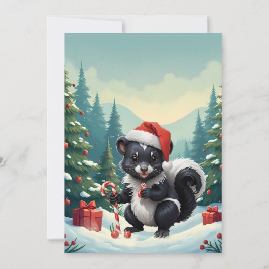 Cute Christmas Skunk Cartoon 招待状 (裏面)