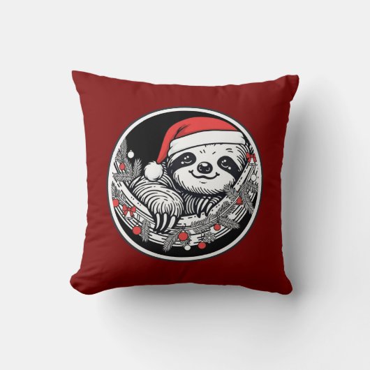 Cute Christmas Sloth Pillow クッション (正面)