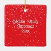 Cute Christmas Snow Family Photo セラミックオーナメント (裏面)