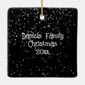 Cute Christmas Snow Family Photo セラミックオーナメント (裏面)