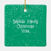 Cute Christmas Snow Family Photo セラミックオーナメント (裏面)